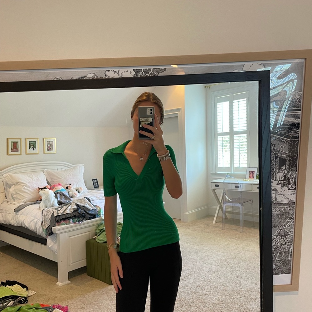 Green v neck top worn once